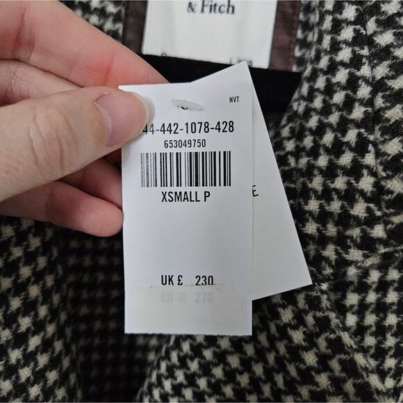 Abercrombie & Fitch Dark Brown Plaid Wool-Blend Trench Coat NWT Size XS Petite - Picture 7 of 13